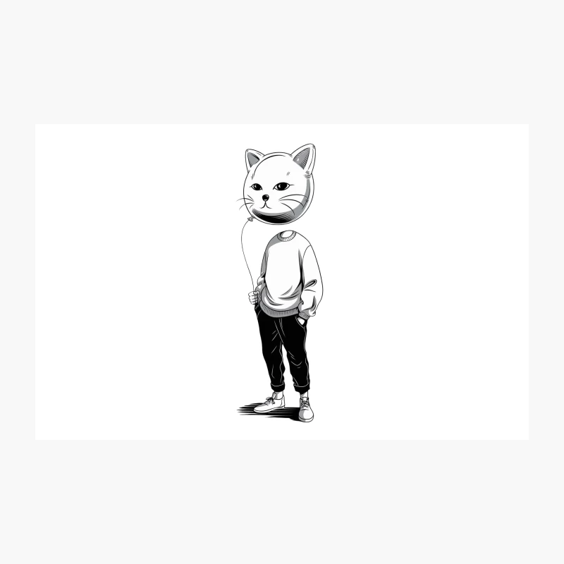 Surreal Anthropomorphic Cat in Casual Attire Travel Mug