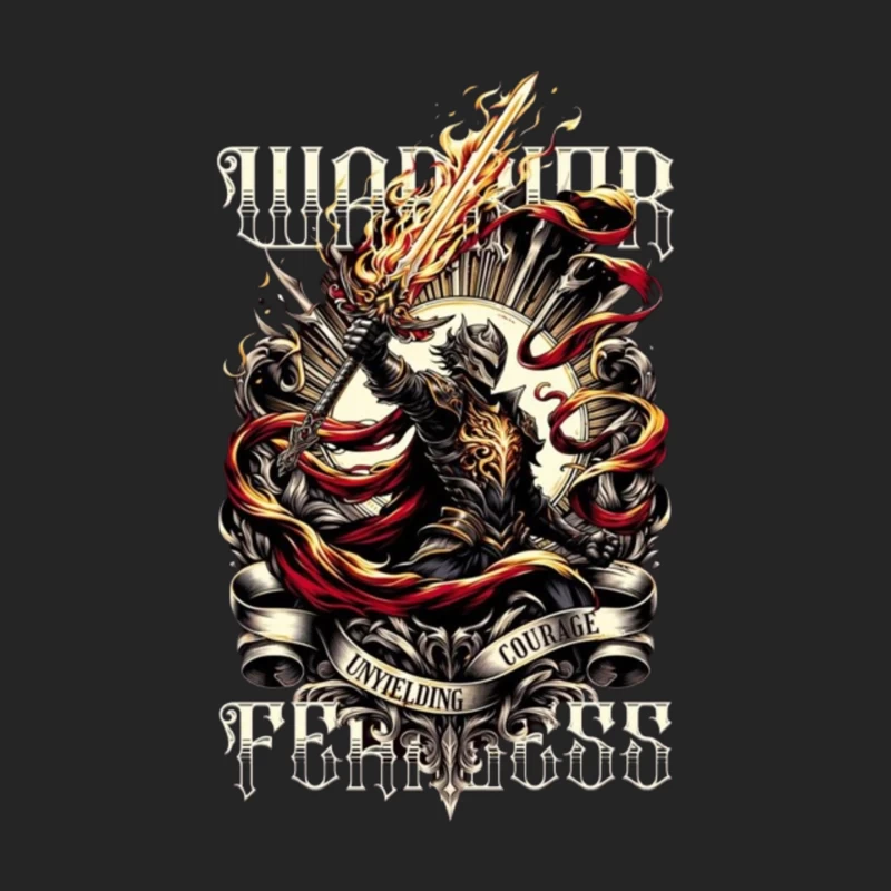 Unyielding Courage: Dark Fantasy Warrior with Flaming Sword Male Pullover Sweatshirt