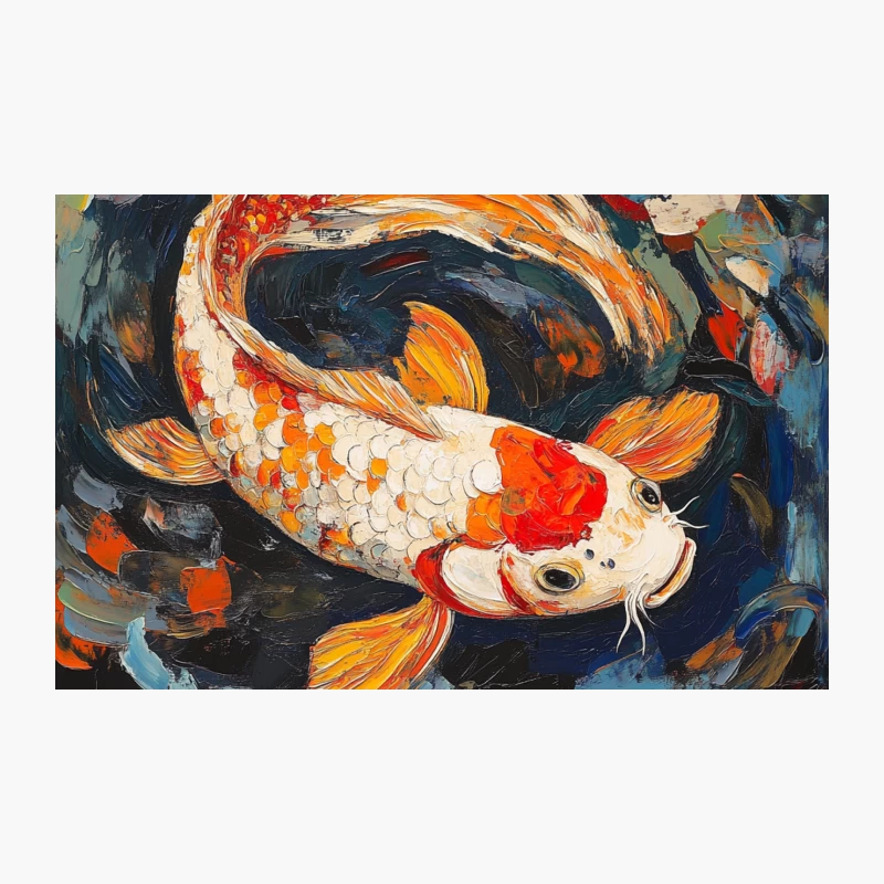 Vibrant Abstract Koi Fish Painting in Japanese Art Style Travel Mug