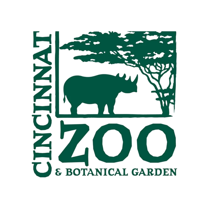 Cincinnati Zoo & Botanical Garden Logo with Rhinoceros and Acacia Tree Pin