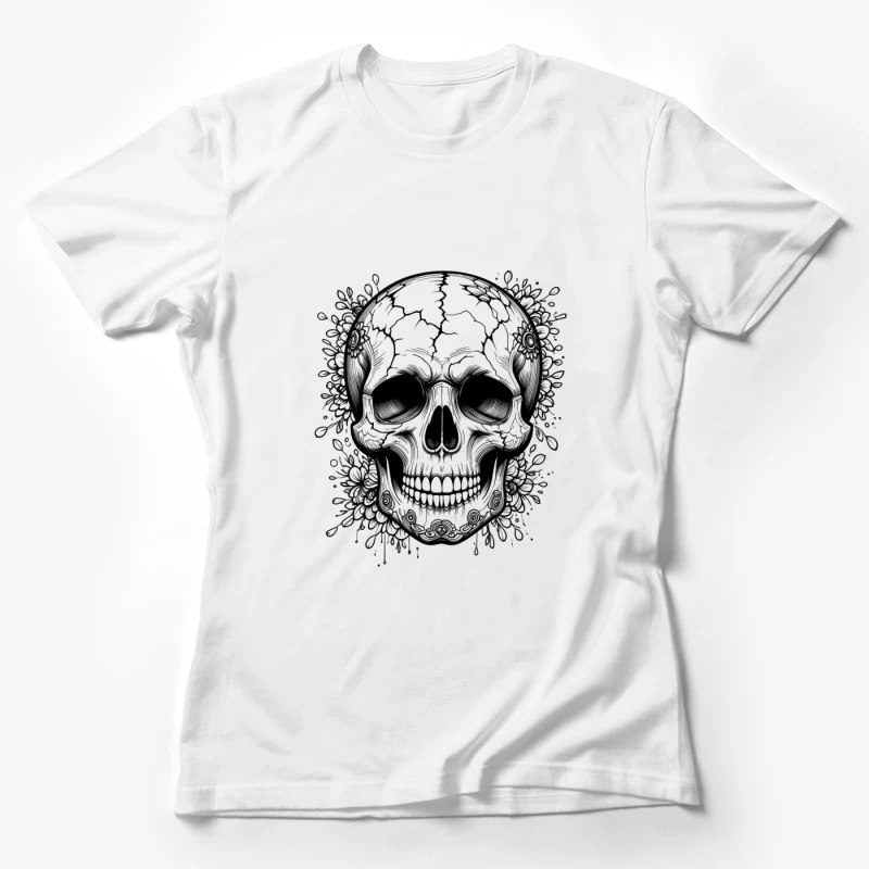 Decorative Skull Illustration Female T-Shirt