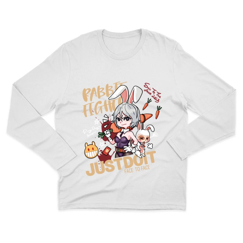 Häschenkampf-Design Herren Langarm T-Shirt
