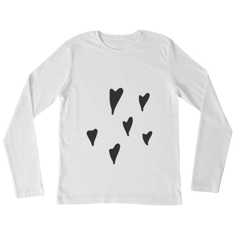 Cœurs asymétriques en noir Femme Manches Longues T-Shirt