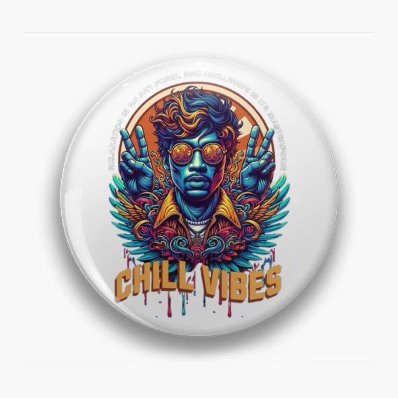 Psychedelic Peace and Chill Vibes Retro Art Design Pin