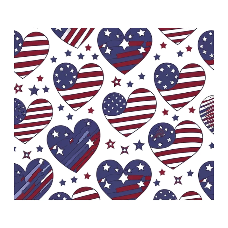 Patriotic American Flag Hearts Pattern Tapestry
