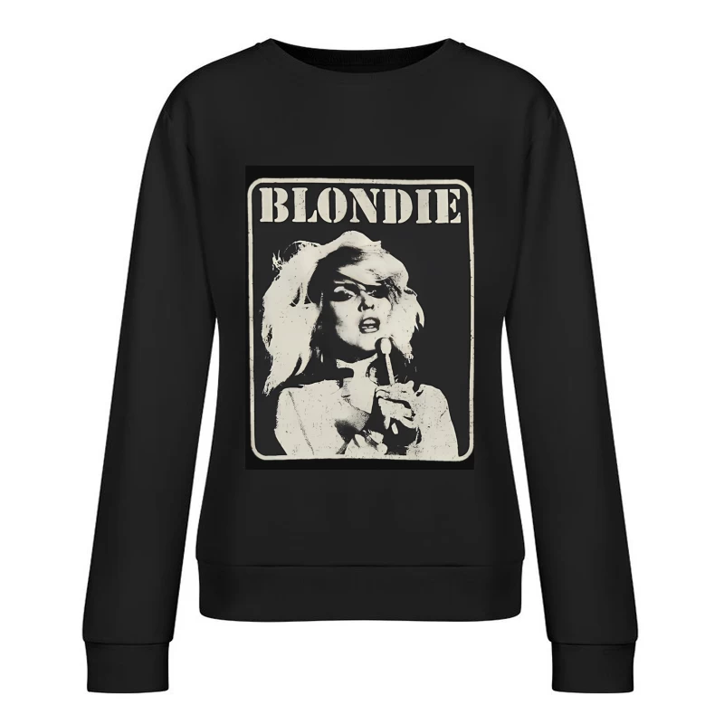 Vintage Black and White Blondie Band Promotional Poster Female Pullover Sweatshirt