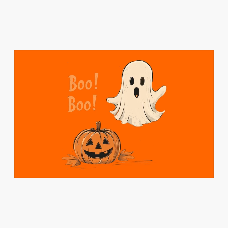 Spooky Halloween Cartoon with Ghost and Jack-o'-Lantern Travel Mug