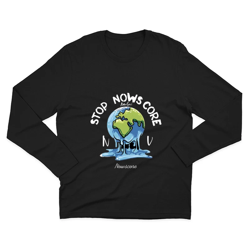 Klimawandel-Schmelzender Globus Design Herren Langarm T-Shirt
