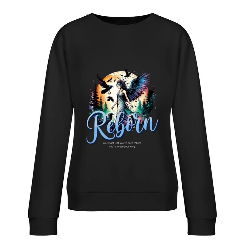 Ethereal Angel Reborn in Mystical Forest Sunset Female Pullover Sweatshirt