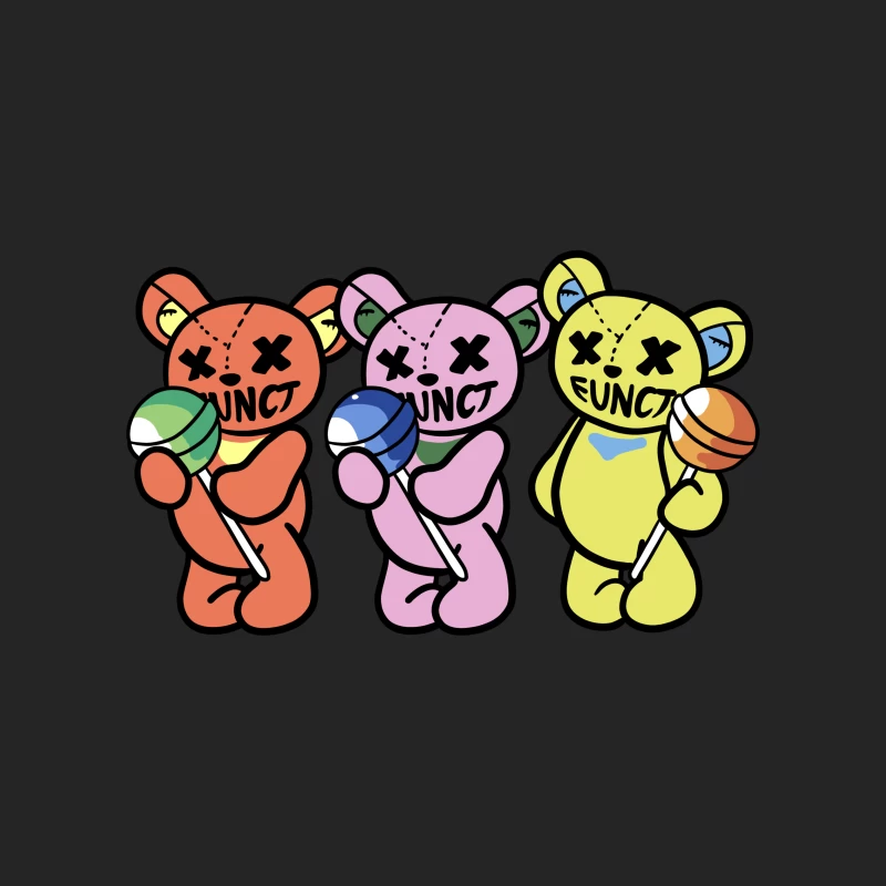Bunte Teddybären mit Lutschern Damen Pullover Sweatshirt