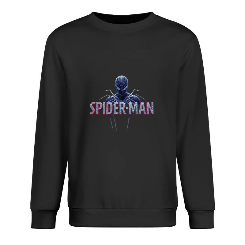 Spider-Man Black Suit Logo with Classic Text Design Male Pullover Sweatshirt