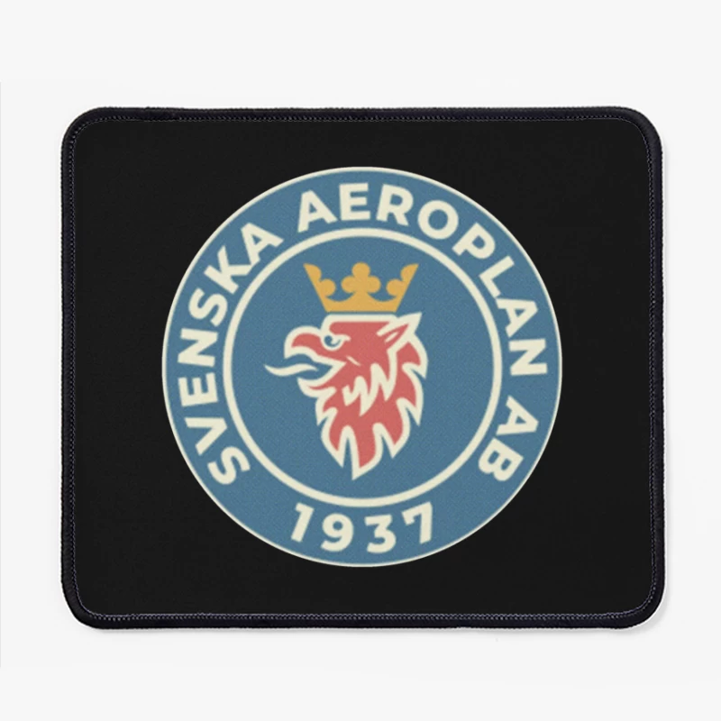 Vintage 1937 Svenska Aeroplan AB (SAAB) Company Logo with Crowned Griffin Mouse Pad