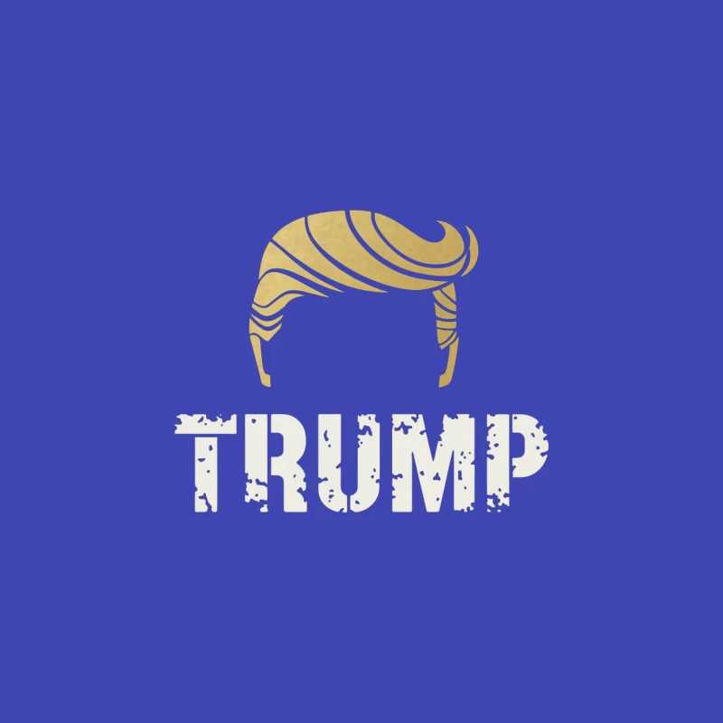 Minimalist Trump Hair Political Graphic Design in Gold Bucket Hat