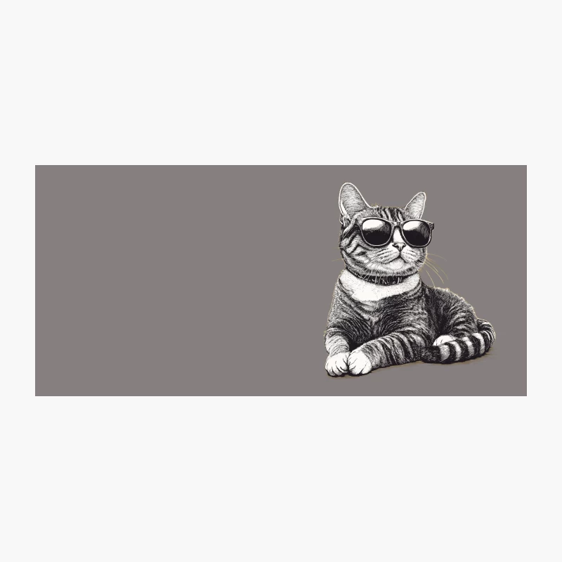 Cool Cat in Sunglasses: Stylish Feline Sketch Coffee Mug