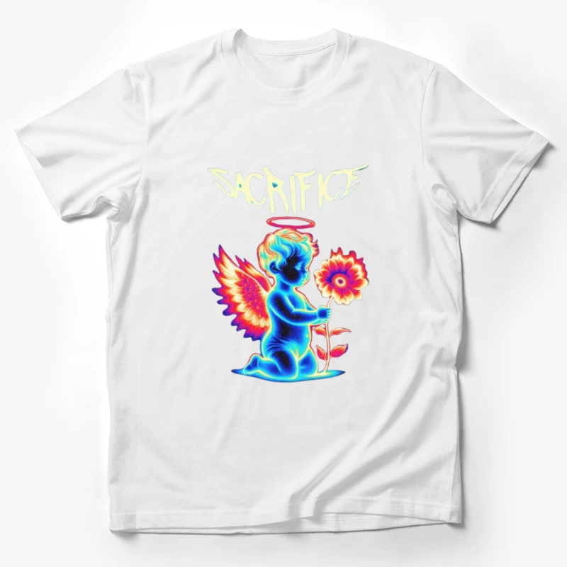 Neon Angel with Rainbow Wings - Sacrifice Art Male T-Shirt