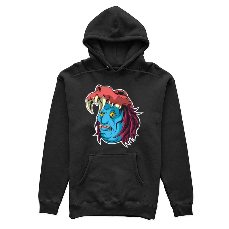 Blaues Monster mit rotem Schädelhut Damen Pullover Hoodie