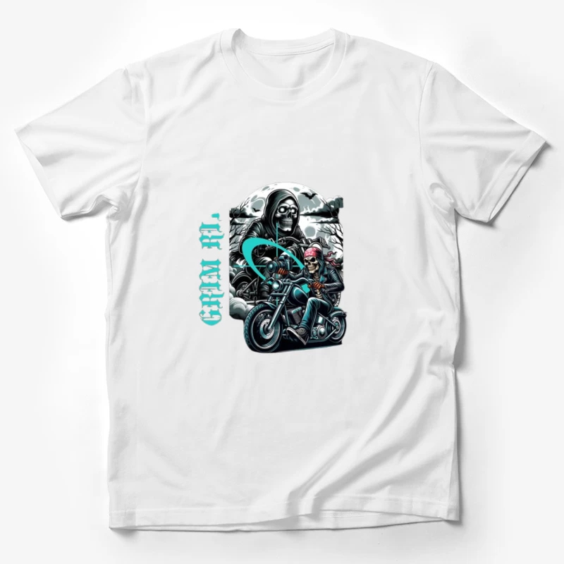 Gothic Grim Reaper Motorcycle Ride Under Moonlight Male T-Shirt