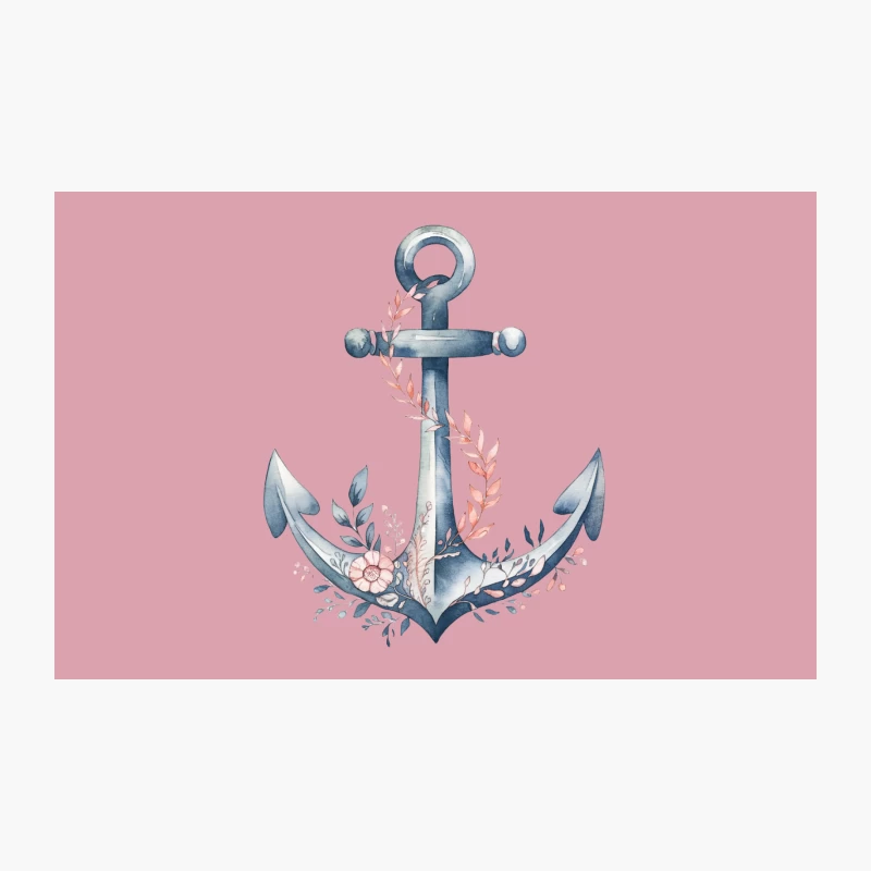 Watercolor Floral Anchor Illustration Travel Mug