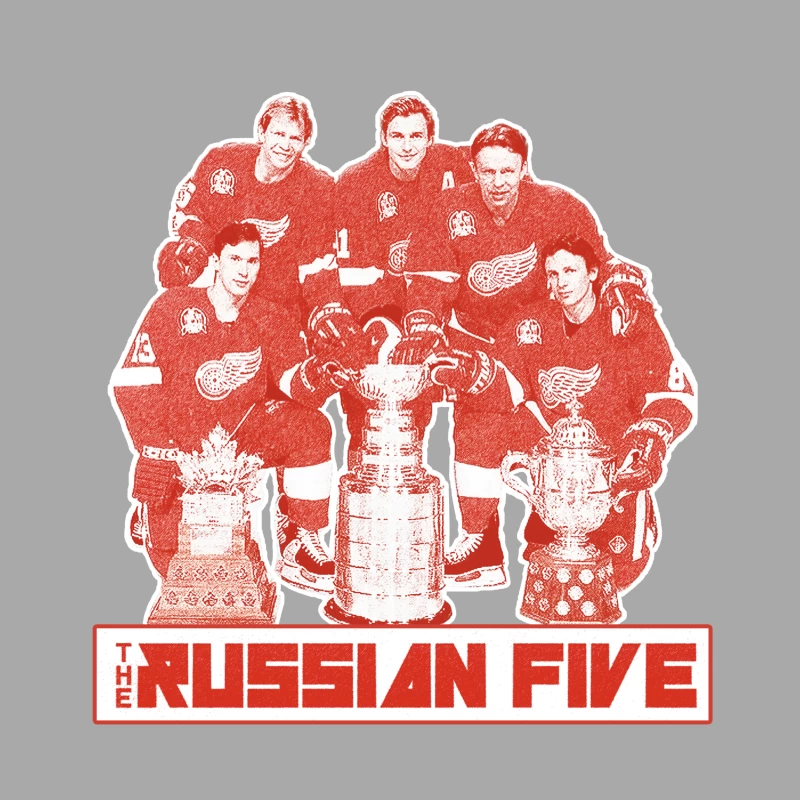 The Russian Five: Legendary Detroit Red Wings Hockey Unit with Championship Trophies Male Pullover Hoodie