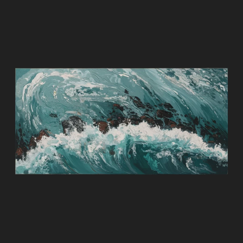 Dynamic Turquoise Ocean Wave: Abstract Acrylic Seascape Bucket Hat