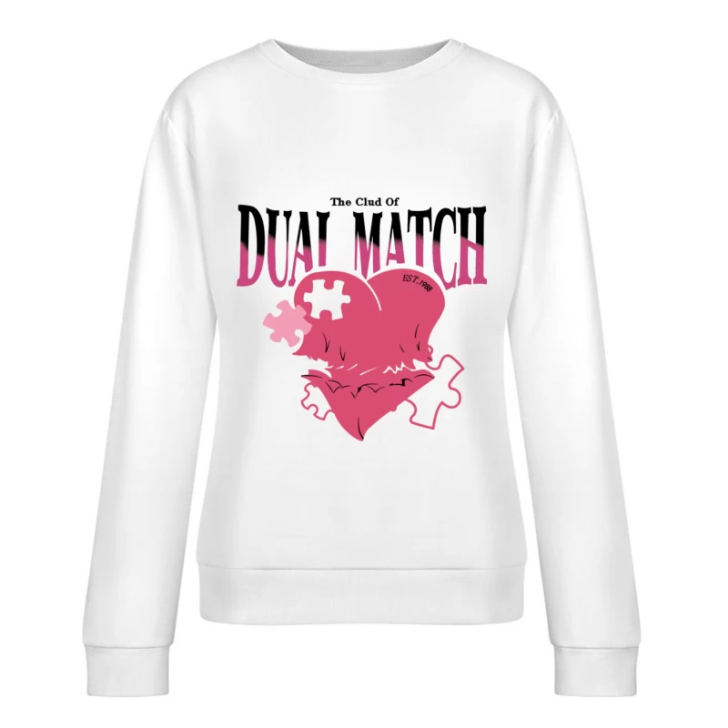 Doppelmatch-Logo mit Herzpuzzlestücken Damen Pullover Sweatshirt