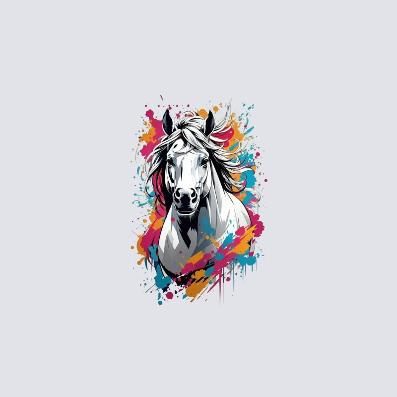Colorful Digital Art of a Horse Travel Mug