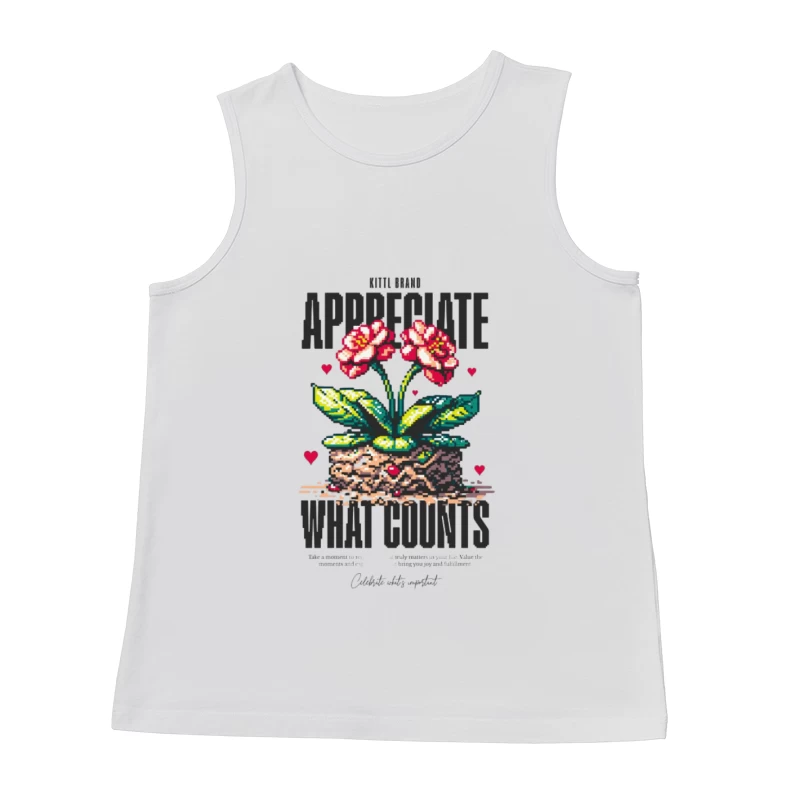 Art Pixel de Fleurs avec Message Inspirant Homme Débardeur