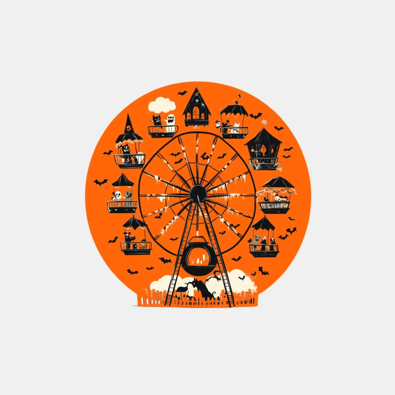 Spooky Halloween Ferris Wheel with Haunted Houses Male Tank Top
