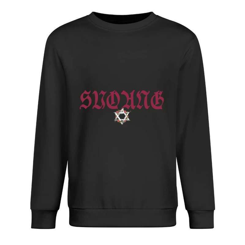 Gotische Schrift und Rosensechseck-Design Herren Pullover Sweatshirt