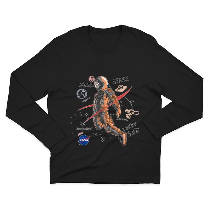 Astronaut mit Yeezy und NASA-Thema im Weltraum Herren Langarm T-Shirt