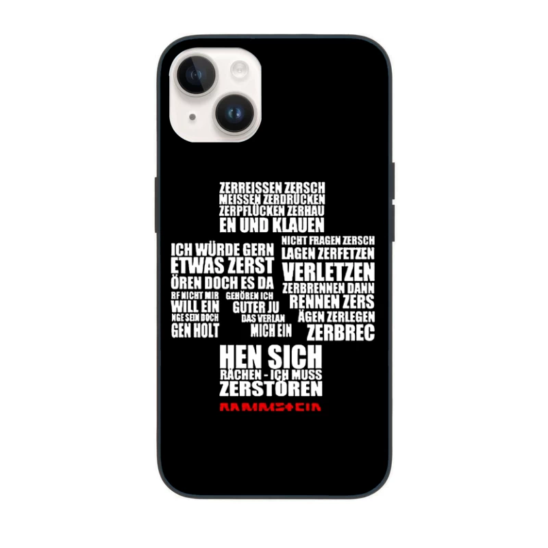 Rammstein Typography Art with German Text on White Background iPhone Case