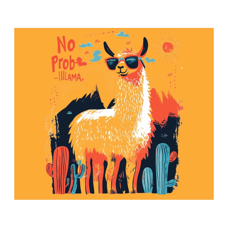 Cool Llama's Desert Adventure: No Prob-llama! Tapestry