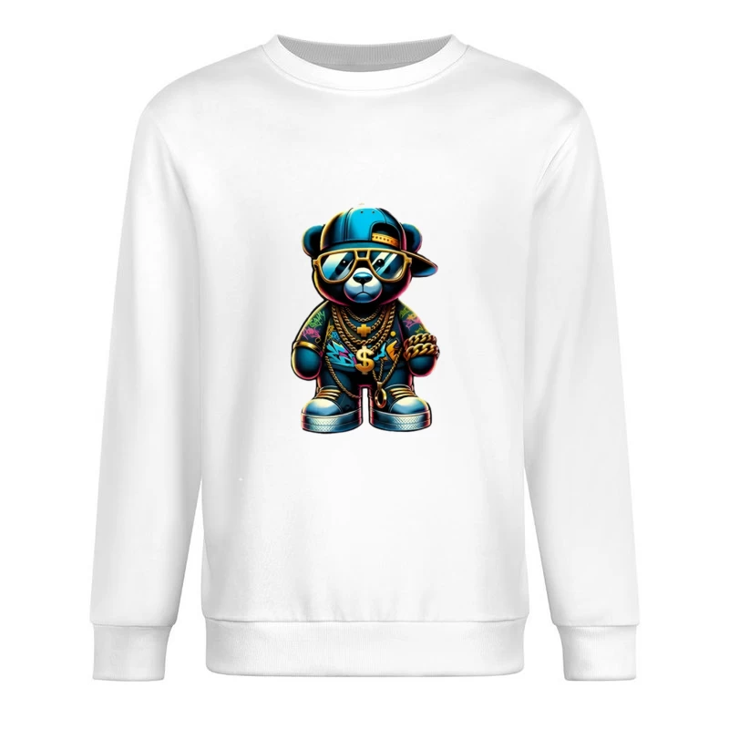 Hip-Hop Teddy Bär mit Goldschmuck Herren Pullover Sweatshirt