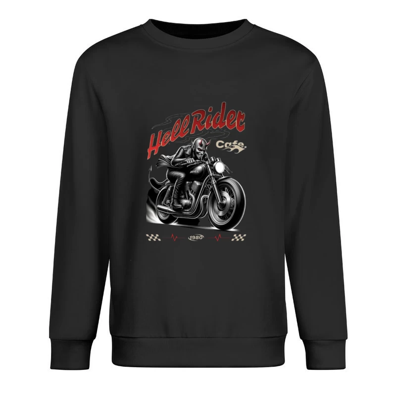 Hell Rider Vintage Cafe Racer Devil Motorcycle Art Male Pullover Sweatshirt