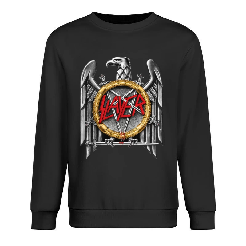 Slayer Metal Band Eagle Emblem with Crossed Swords Male Pullover Sweatshirt