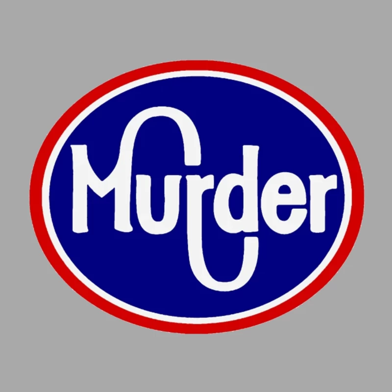 Vintage-Style Murder Text Logo in Blue and Red Male Pullover Hoodie