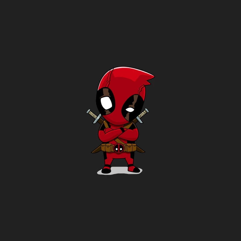 Chibi Deadpool: Marvel's Cartoon Superhero with Swords Bucket Hat