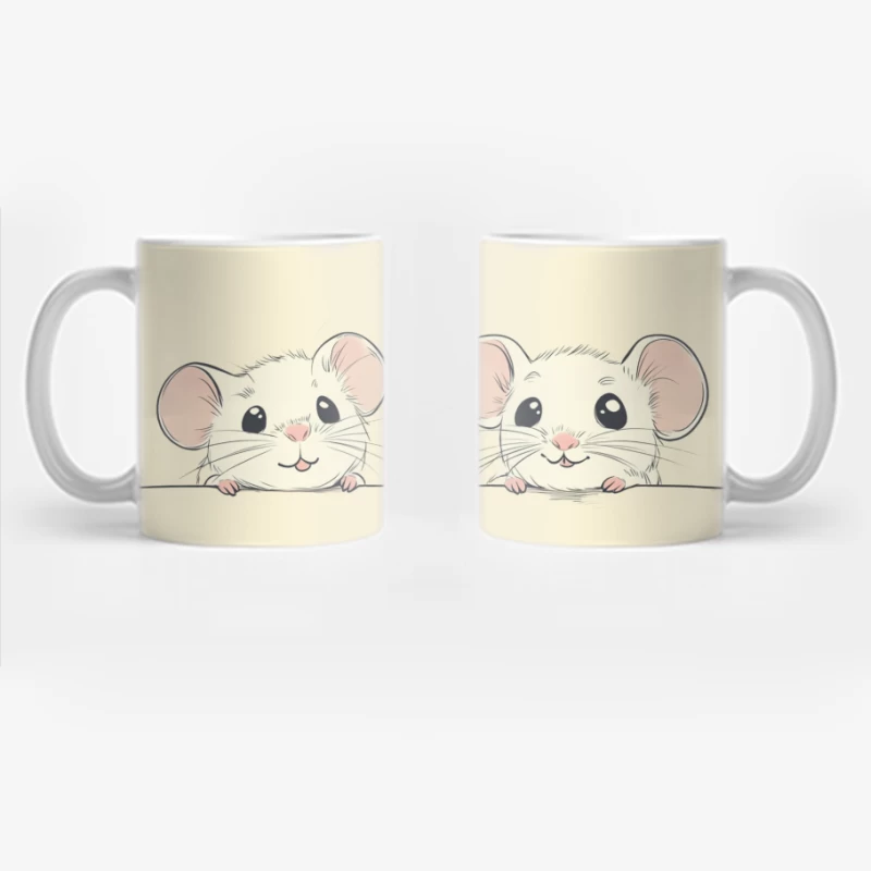 Cute Cartoon Mice Pair Illustration in Kawaii Style Coffee Mug