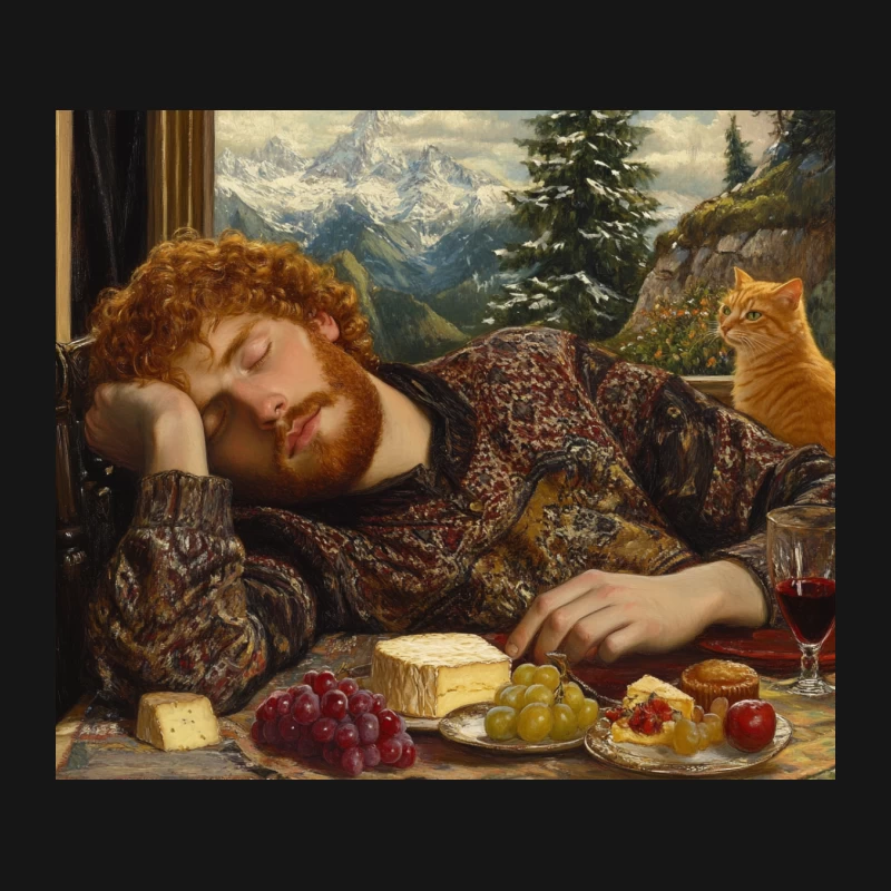 Sleeping Man with Feast and Mountain View Mouse Pad