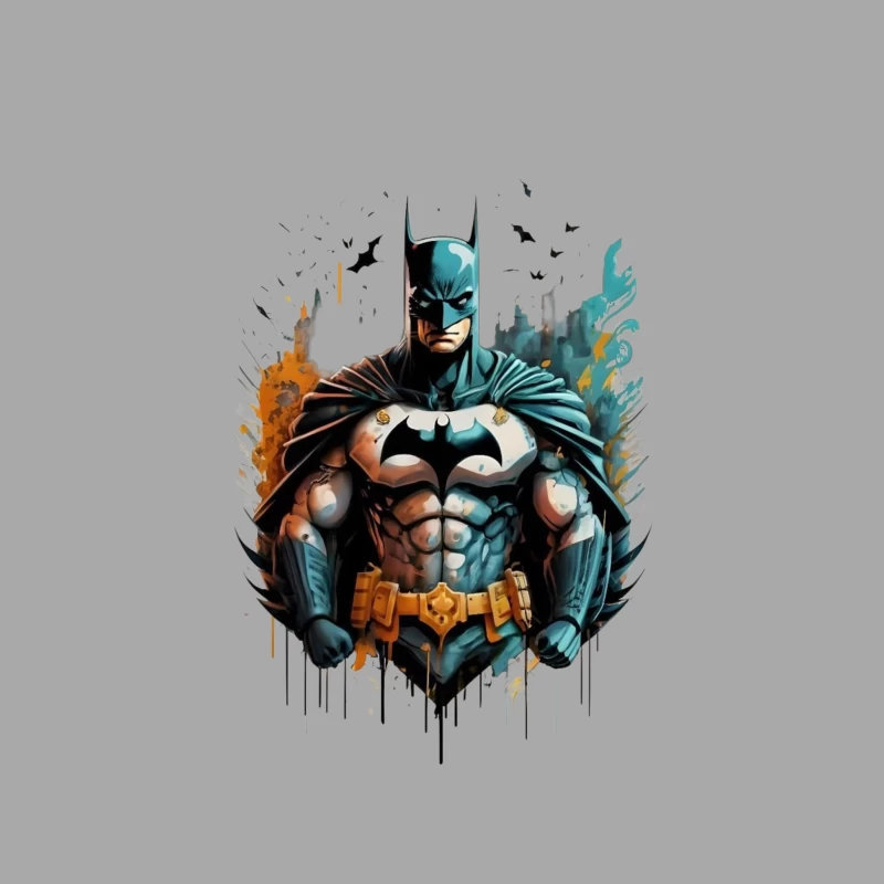 Dynamic Illustration of Batman Male Pullover Hoodie