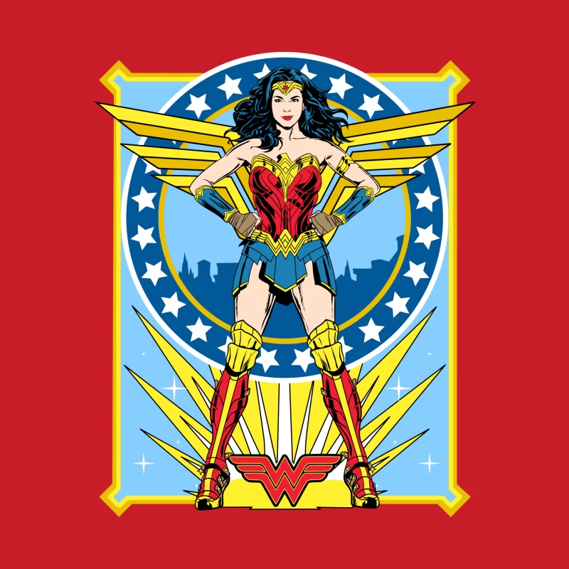 Wonder Woman Comic Art Illustration Male Pullover Hoodie