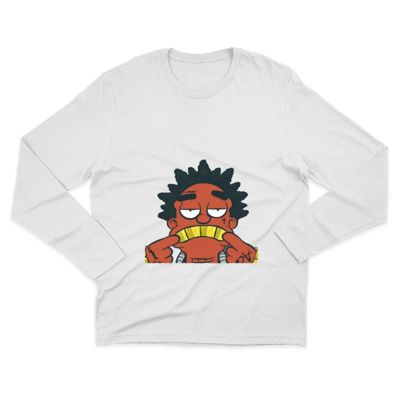 Personnage de dessin animé avec dents en or Homme Manches Longues T-Shirt