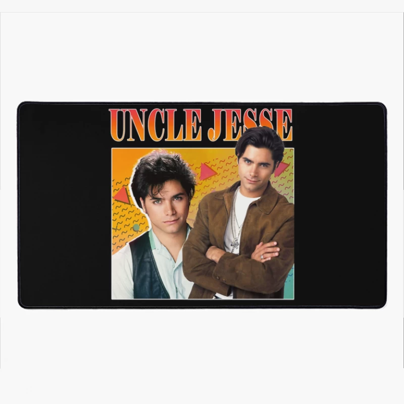 Retro TV Poster of Uncle Jesse from Full House 90s Series Desk Mat