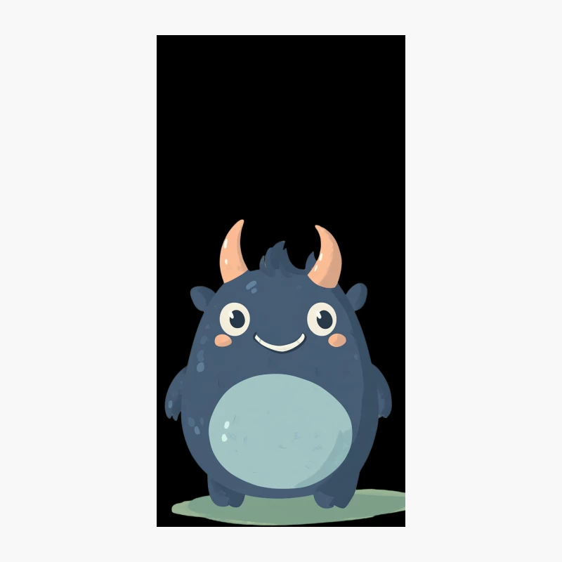 Adorable Blue Horned Monster with Friendly Smile iPhone Case