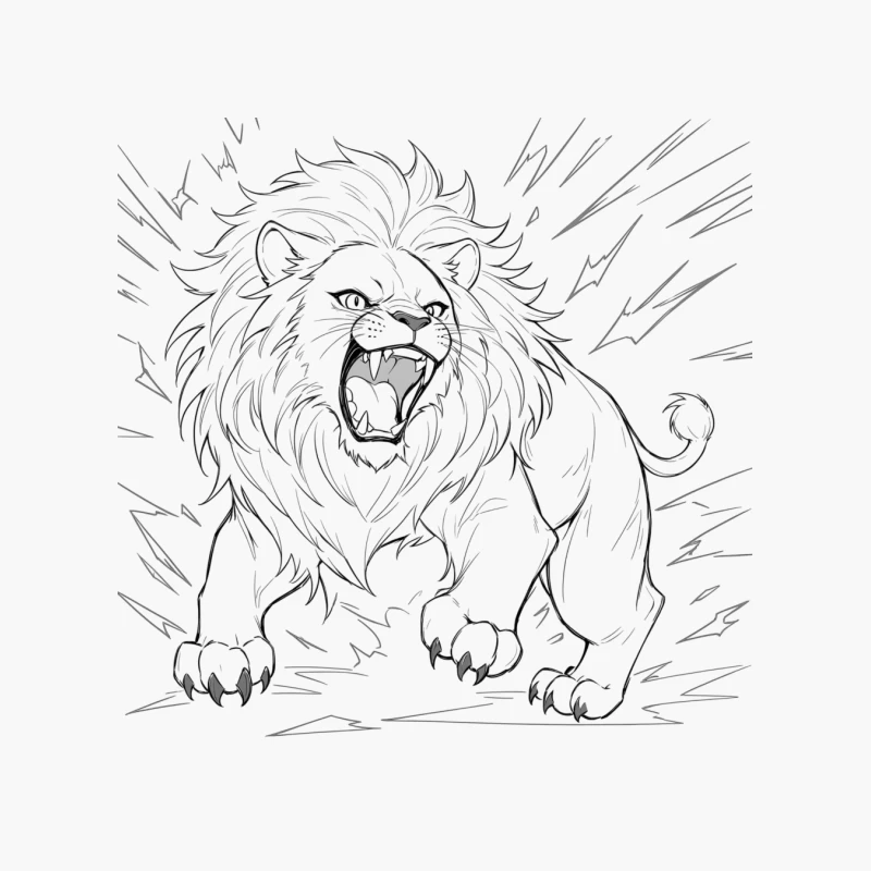 Fierce Roaring Lion Illustration Cotton Tote Bag