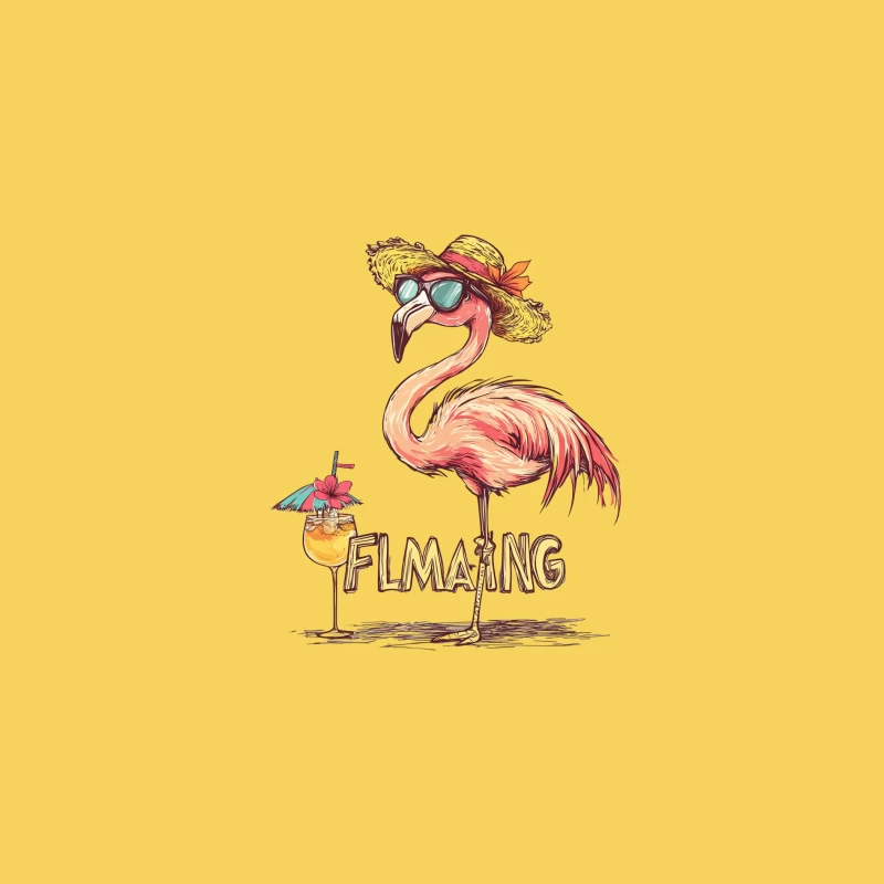 Stylish Flamingo's Tropical Cocktail Party Bucket Hat