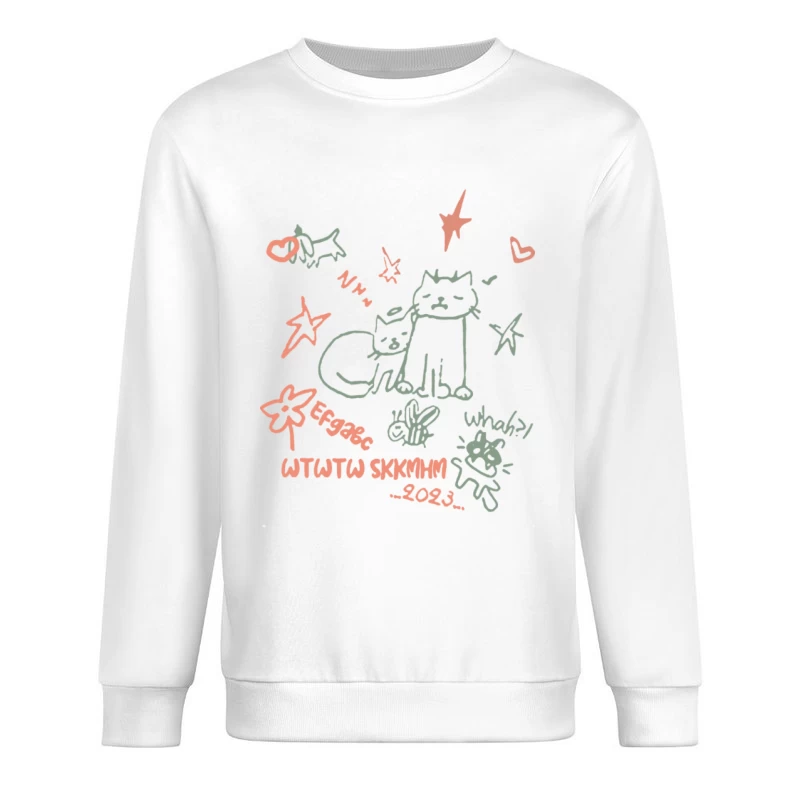 Skizze von Katzen mit Sternen und Herzen Herren Pullover Sweatshirt