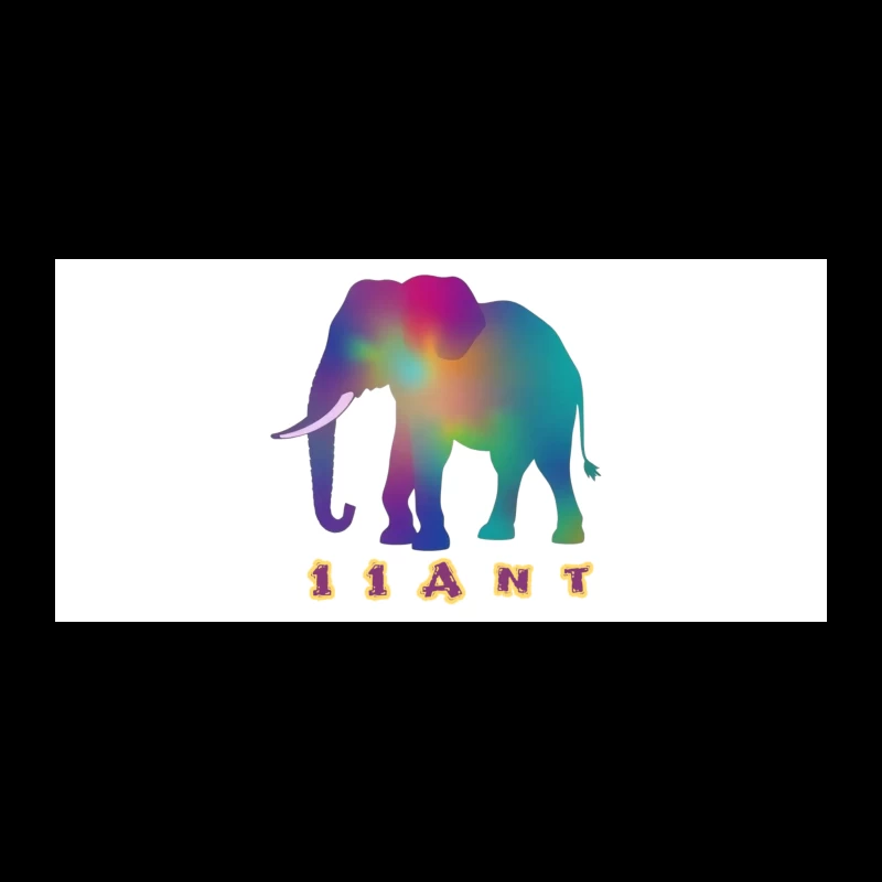 Rainbow Gradient Elephant Silhouette with "11ANT" Text Coffee Mug