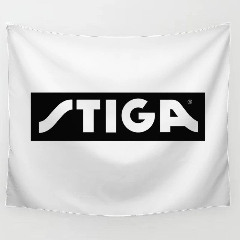 STIGA Sports Equipment Brand Logo in Black and White Tapestry