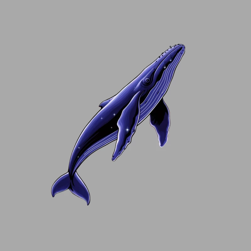Artistic Blue Whale Under Starry Ocean Female Pullover Hoodie